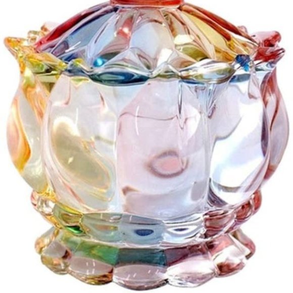 Free People 7oz Crystal Clear Glass Royal Embossed Apothecary Jar With Lids - Picture 3 of 5